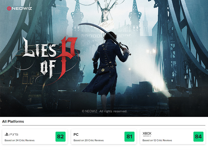 Lies of P's Metacritic score is revealed as first reviews land